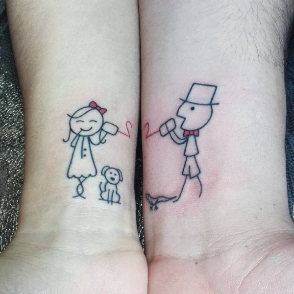 Парные тату на запястье маленькие