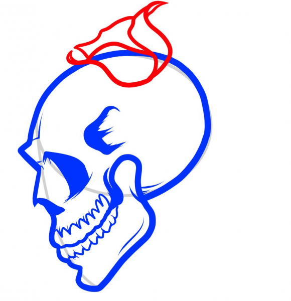 Лёгкие тату ручкой череп