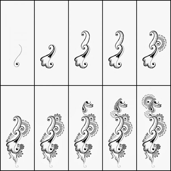 Поэтапное рисование хной