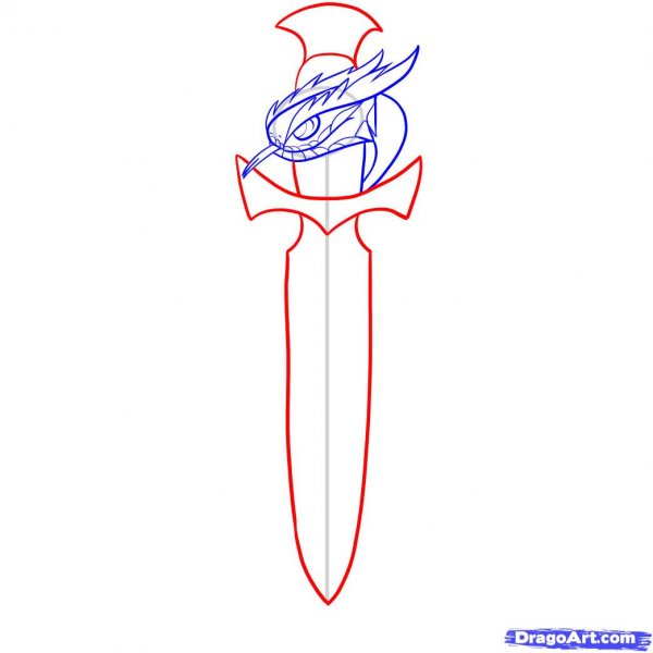 Рисуем меч тату поэтапно