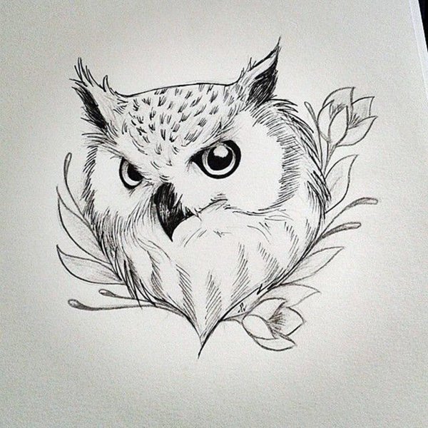 Сова тату эскиз
