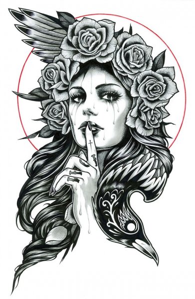 Чикано девушка с маской эскиз