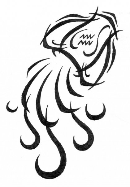 Тату трайбл Зодиак Водолей