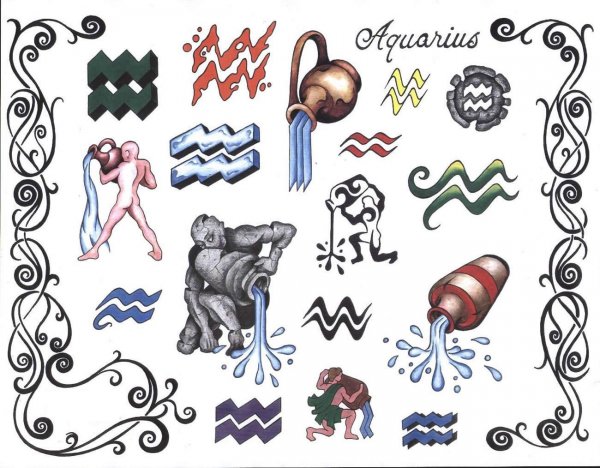 Тату знак зодиака Водолей