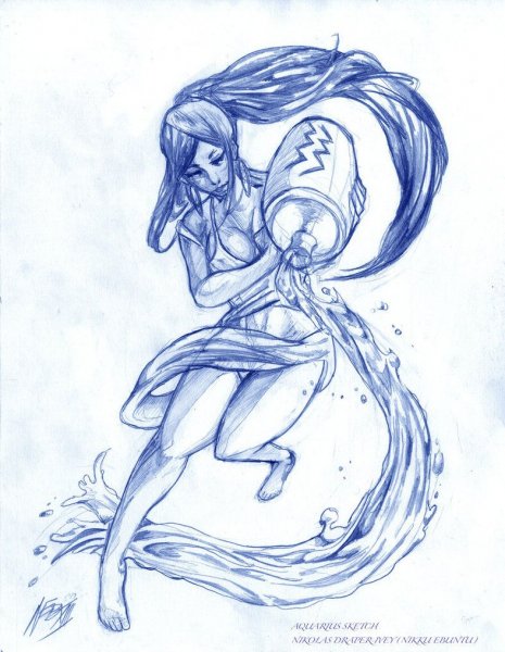 Водолей карандашом