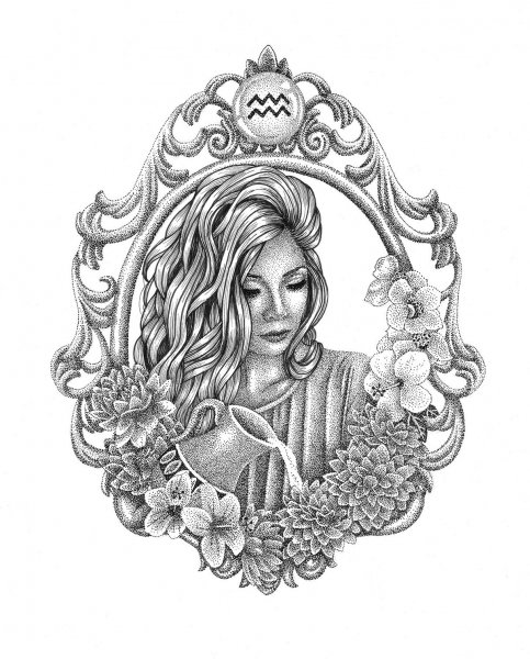 Тату Водолей для девушек эскизы