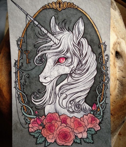 Набросок тату Единорог