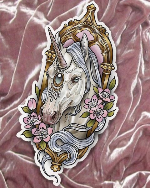 Тату лошадь цветная