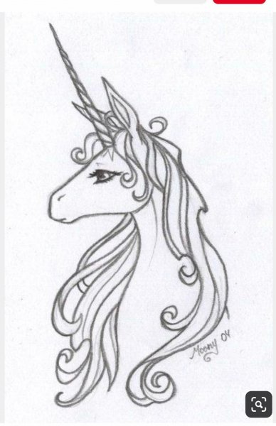 Карандашный набросок единорога