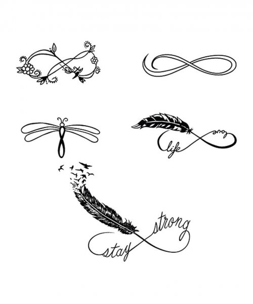 Тату знак бесконечности с пером