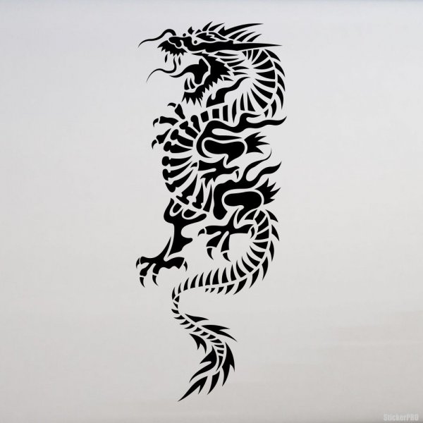 Дракон тату эскиз черно белый