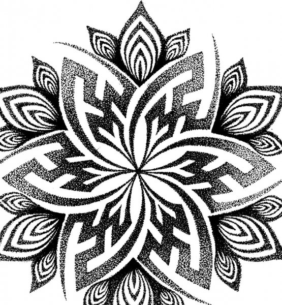 Тату Мандала дотворк