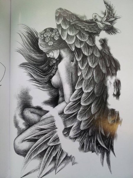 Ангел тату эскиз