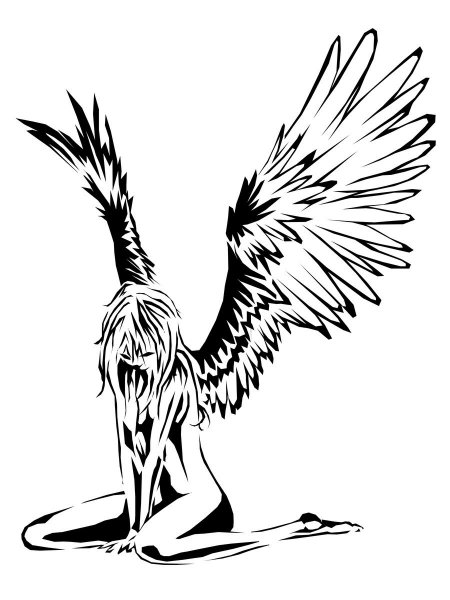 Силуэт девушки с крыльями