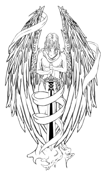 Эскизы тату ангела с крыльями