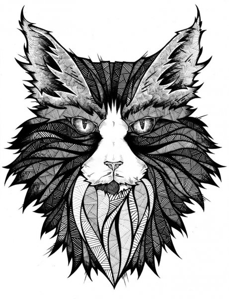 Кот тату эскиз