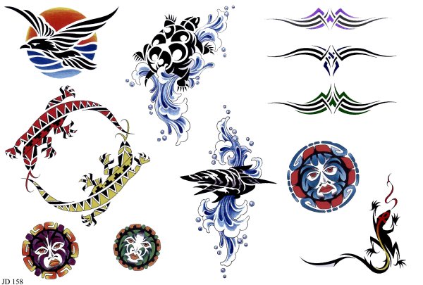 Татуировки тела орнамент цветные