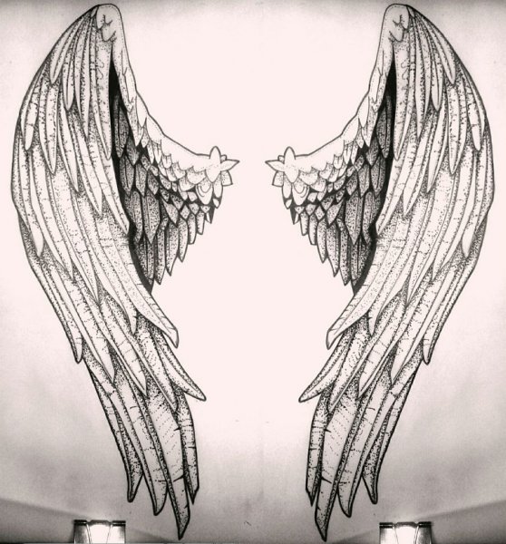 Тату Крылья ангела и демона