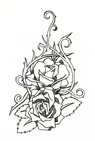 Контурные тату роза