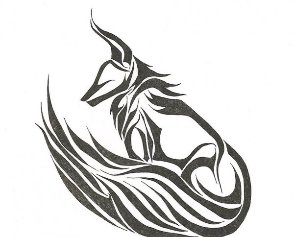 Тату лисы черно-белые