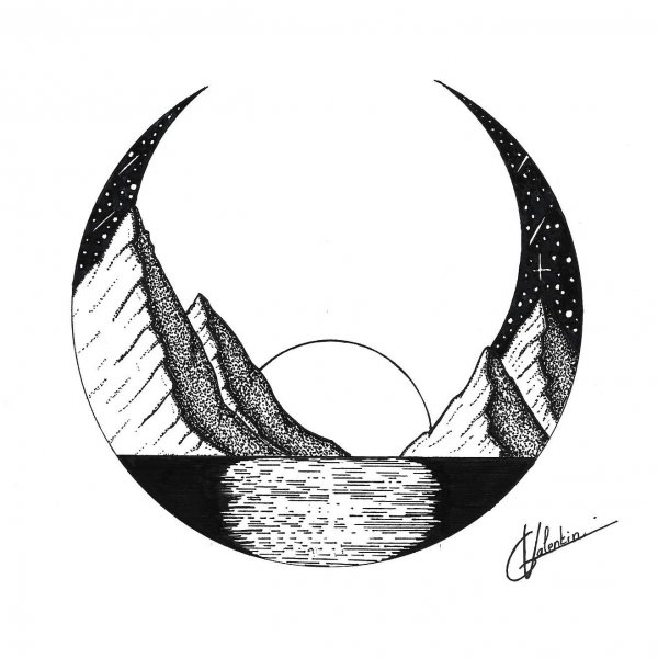 Полумесяц тату эскиз