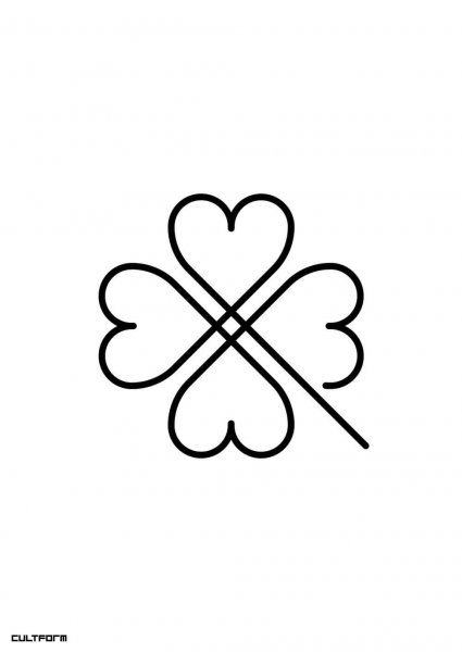 Тату Клевер четырехлистный черно белый