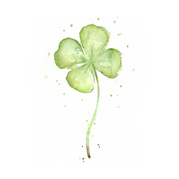 Клевер акварелью четырехлистный