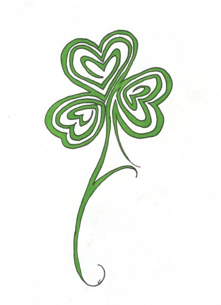 Тату Клевер четырехлистный с узором