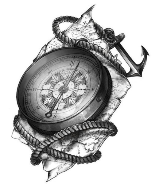 Тату Компасс эскизы