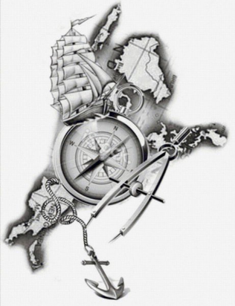 Морской компас эскиз