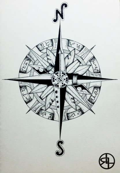 Компас тату эскиз