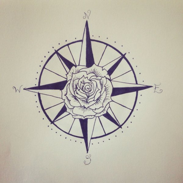 Компас тату эскиз