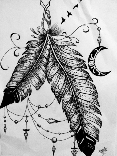 Перо тату эскиз