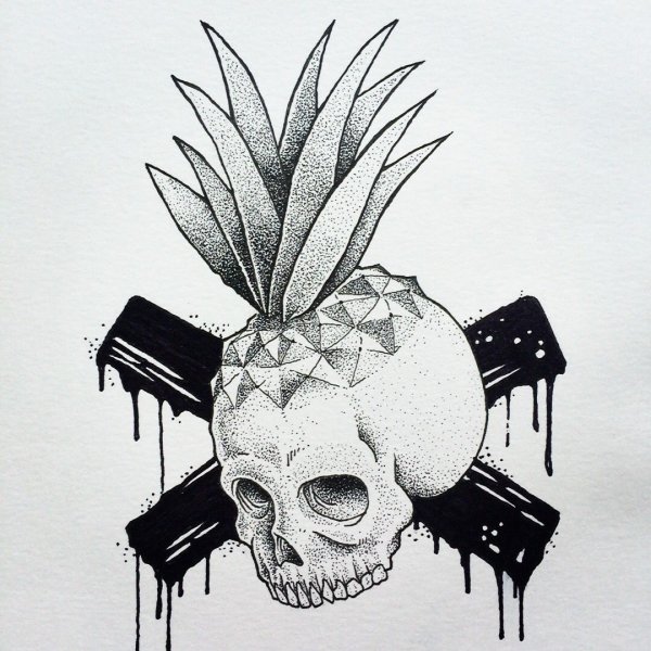 Тату ананас череп