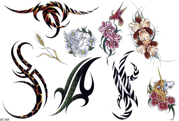 Тату узоры цветные