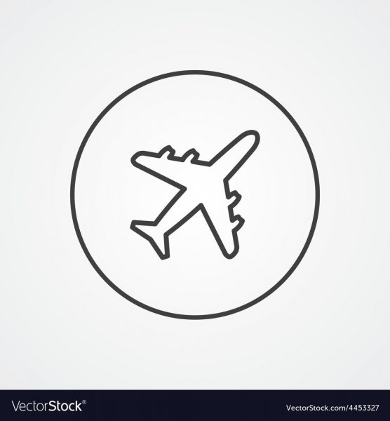 Самолет значок черно белый