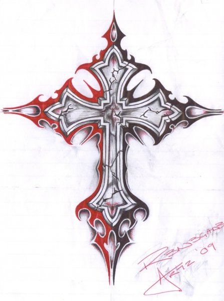 Крест тату эскиз