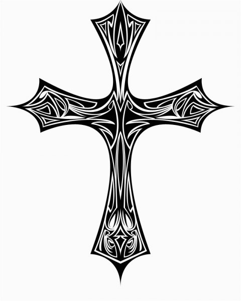 Тату крест эскиз черно белый