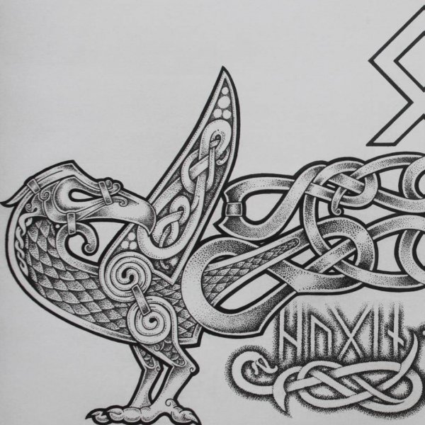 Скандинавский орнамент тату Хугин и Мунин
