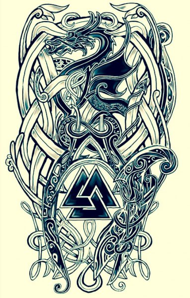Скандинавские тату руны полурукав