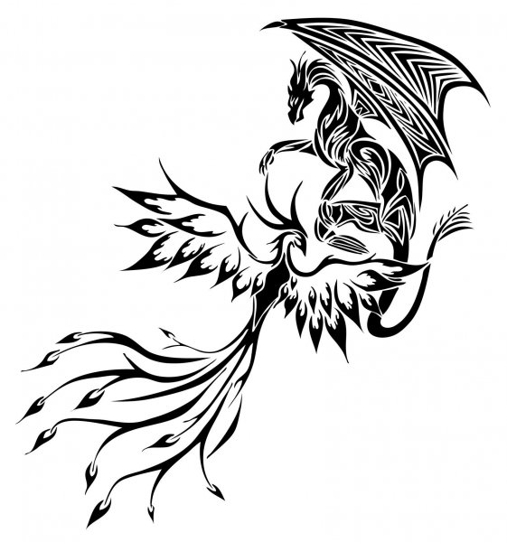 Тату эскизы трайбл Феникс