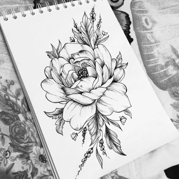 Пионы лайнворк