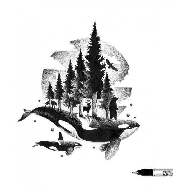 Касатка тушью