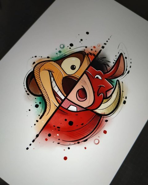 Eskiz Disney Тимон тату