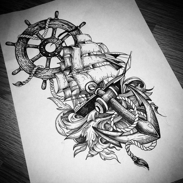 Небольшие тату на морскую тему