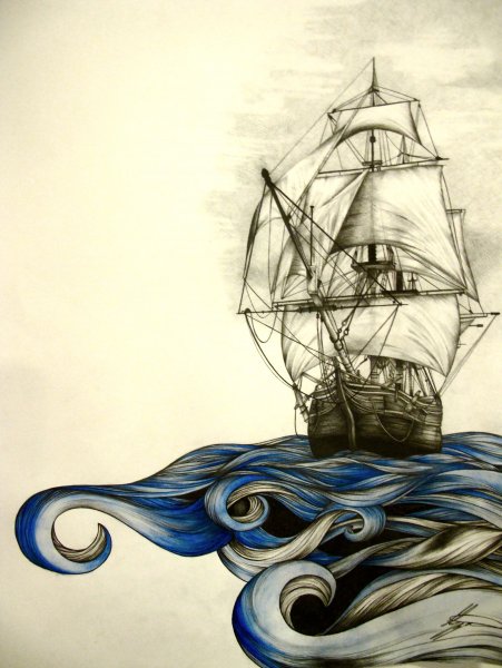 Эскиз тату акула с якорем