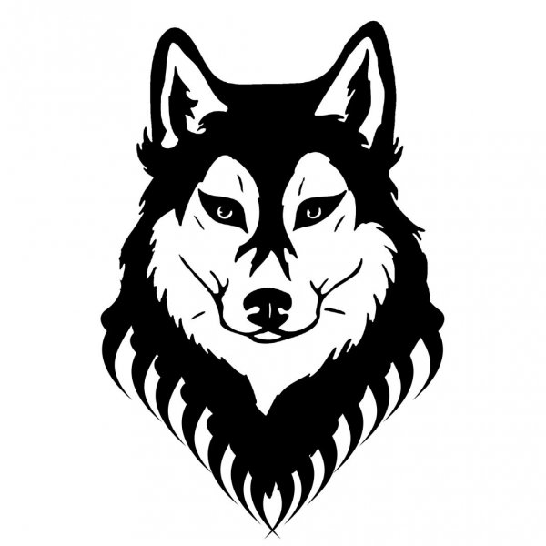 Контурные тату волк