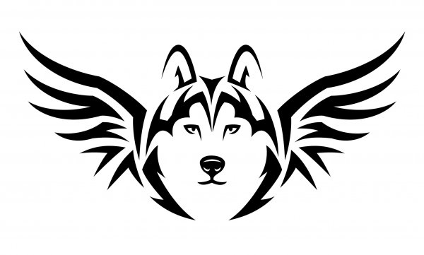 Трафареты для тату волк с крыльями
