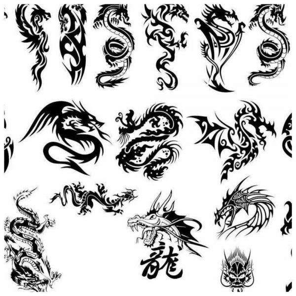 Эскизы тату драконов для мужчин