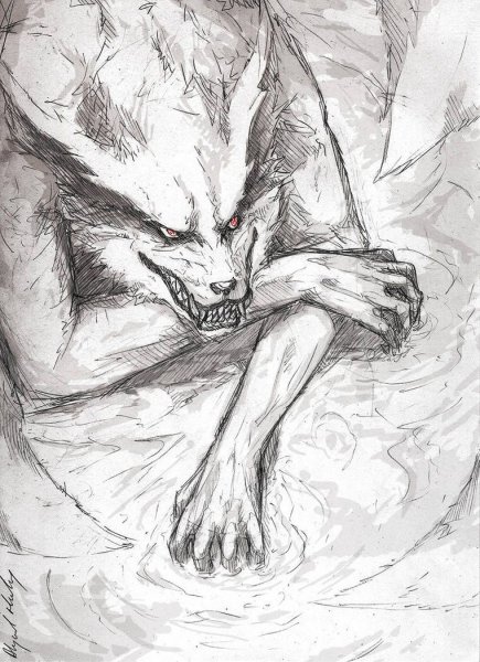 Девятихвостый Лис курама набросок